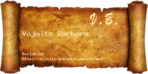 Vojnits Barbara névjegykártya